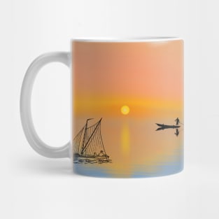 Beautiful Sunset Boat Silhouette Mug